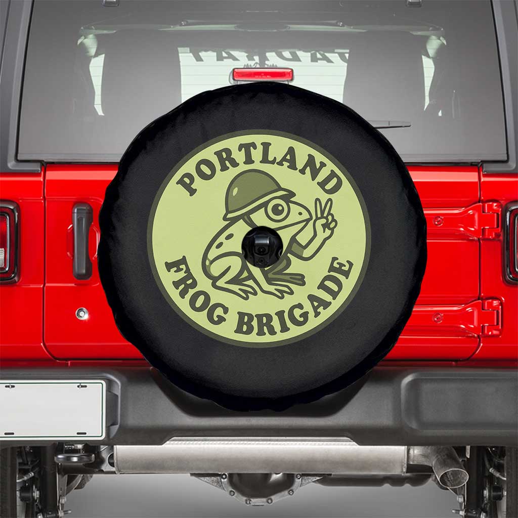 Portland Frog Brigade Spare Tire Cover Peace Frog Protest Badge TS02 Black Print Your Wear