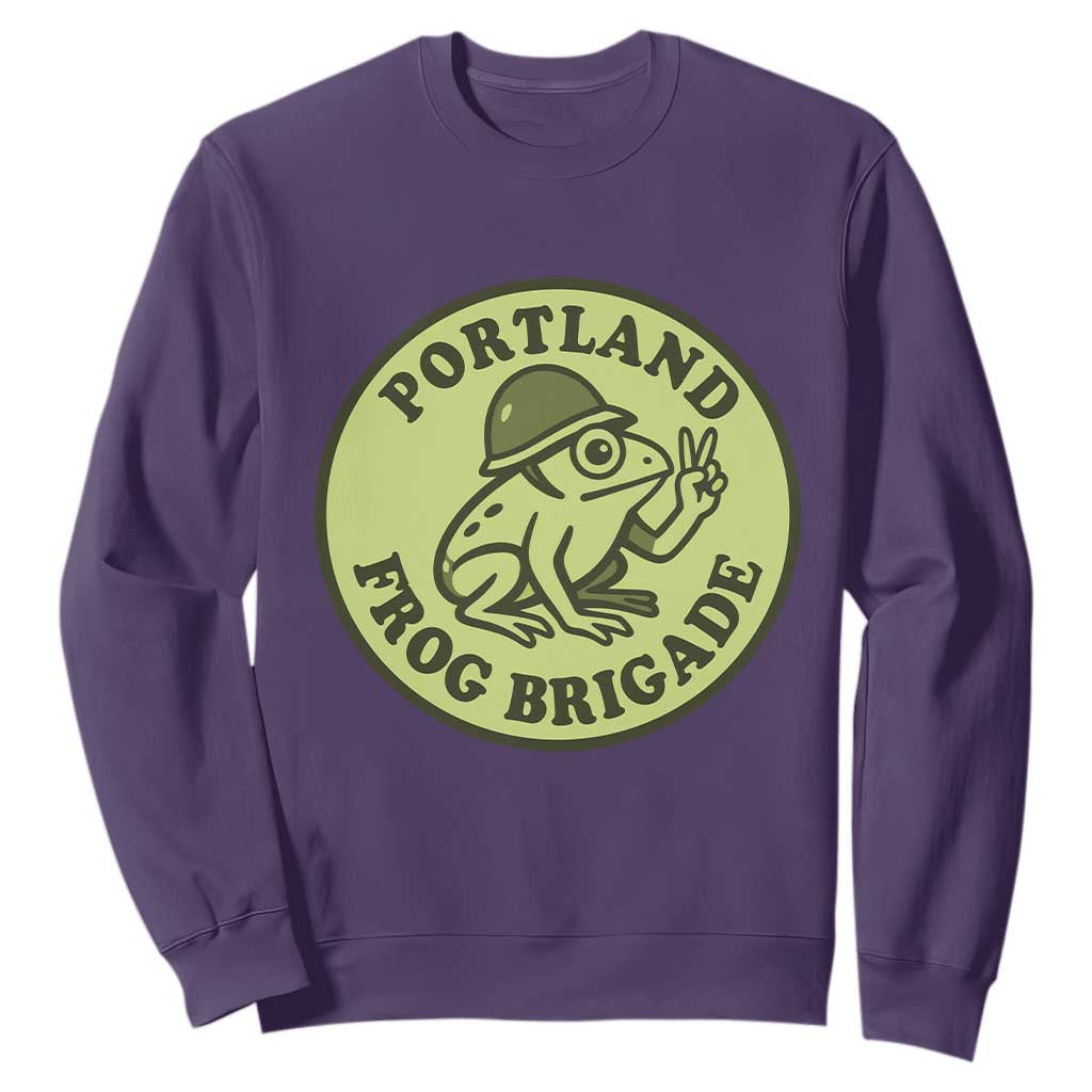 Portland Frog Brigade Sweatshirt Peace Frog Protest Badge TS02 Purple Print Your Wear