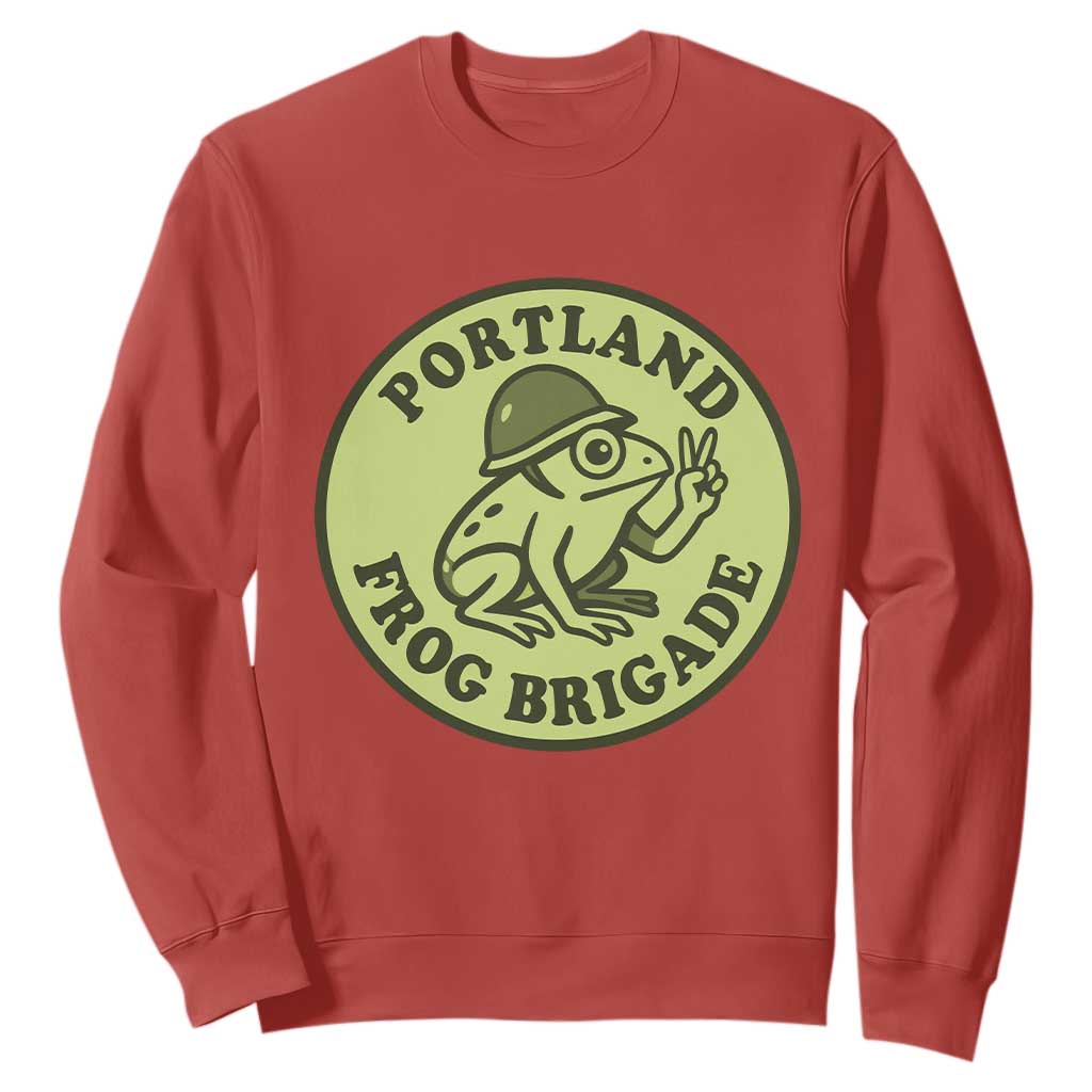 Portland Frog Brigade Sweatshirt Peace Frog Protest Badge TS02 Red Print Your Wear