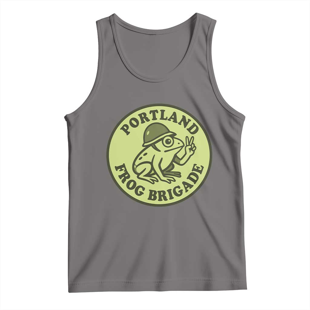 Portland Frog Brigade Tank Top Peace Frog Protest Badge TS02 Deep Heather Print Your Wear