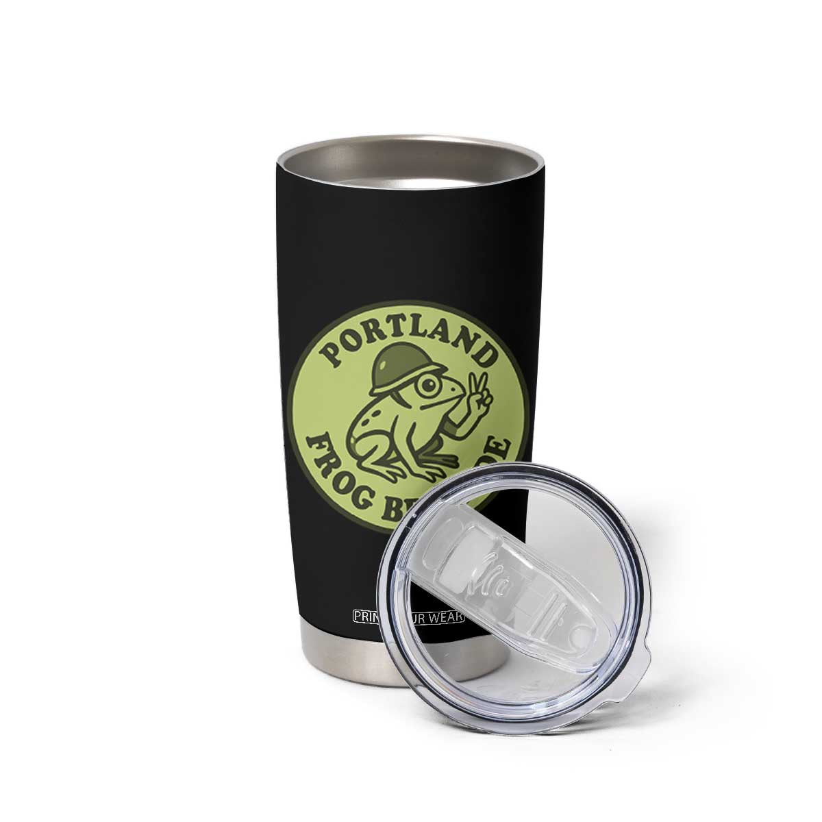 Portland Frog Brigade Tumbler Cup Peace Frog Protest Badge TS02 Print Your Wear