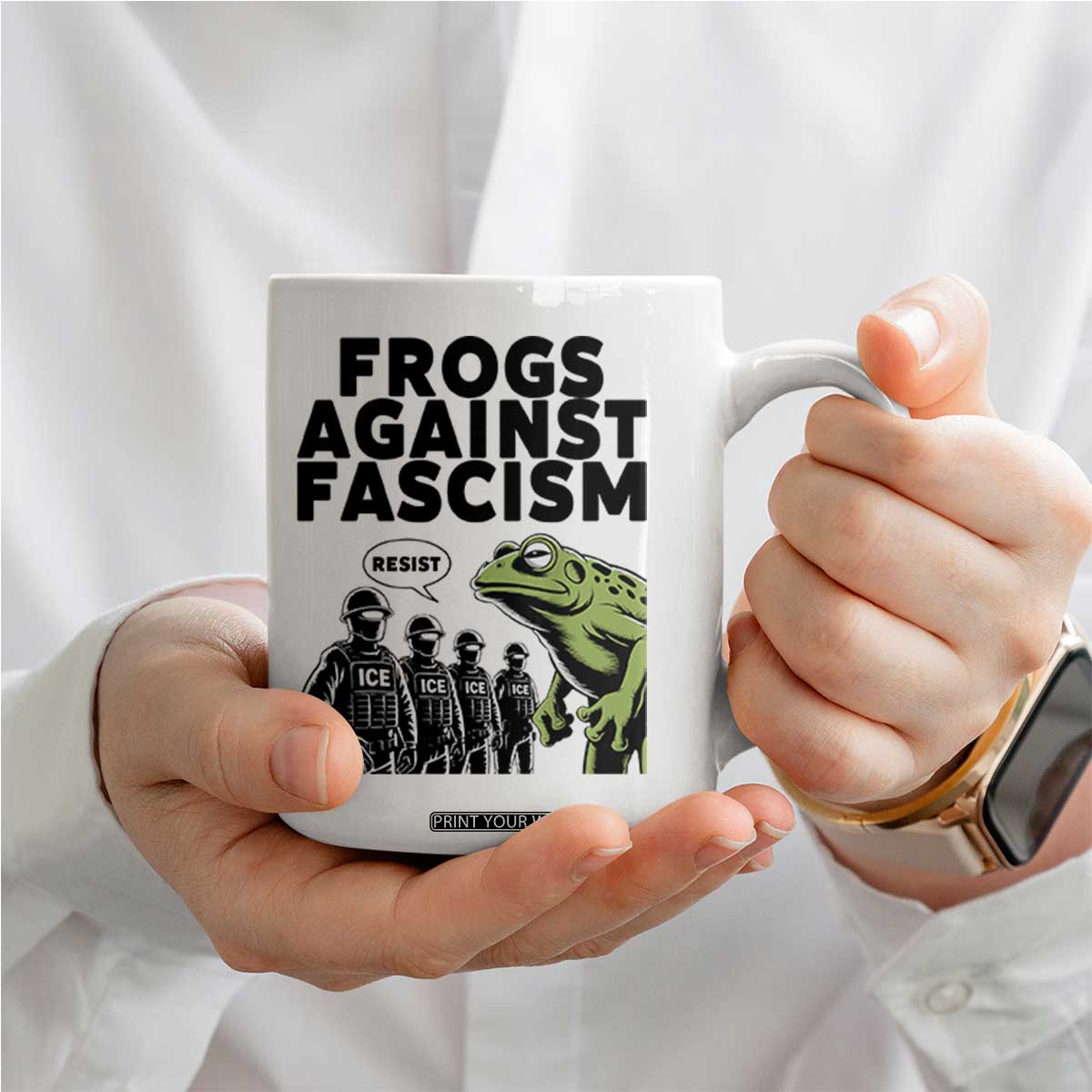 Frogs Against Fascism Coffee Mug Resist 2025 Free Portland Protest TS02 Print Your Wear