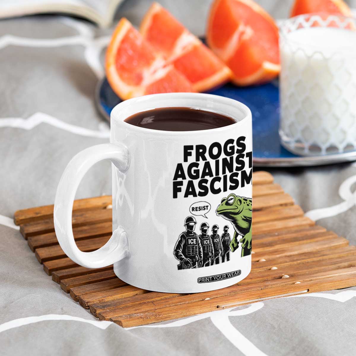 Frogs Against Fascism Coffee Mug Resist 2025 Free Portland Protest TS02 Print Your Wear