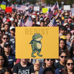 Resist Frog Protest Protest Sign Free Portland Political Satire TS02 Horizontal 18" x 24" Yellow Print Your Wear