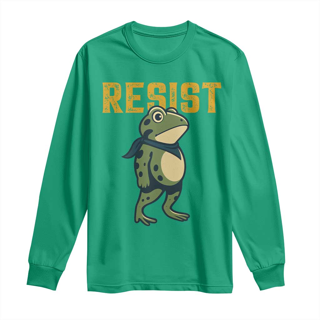 Resist Frog Protest Long Sleeve Shirt Free Portland Political Satire TS02 Irish Green Print Your Wear