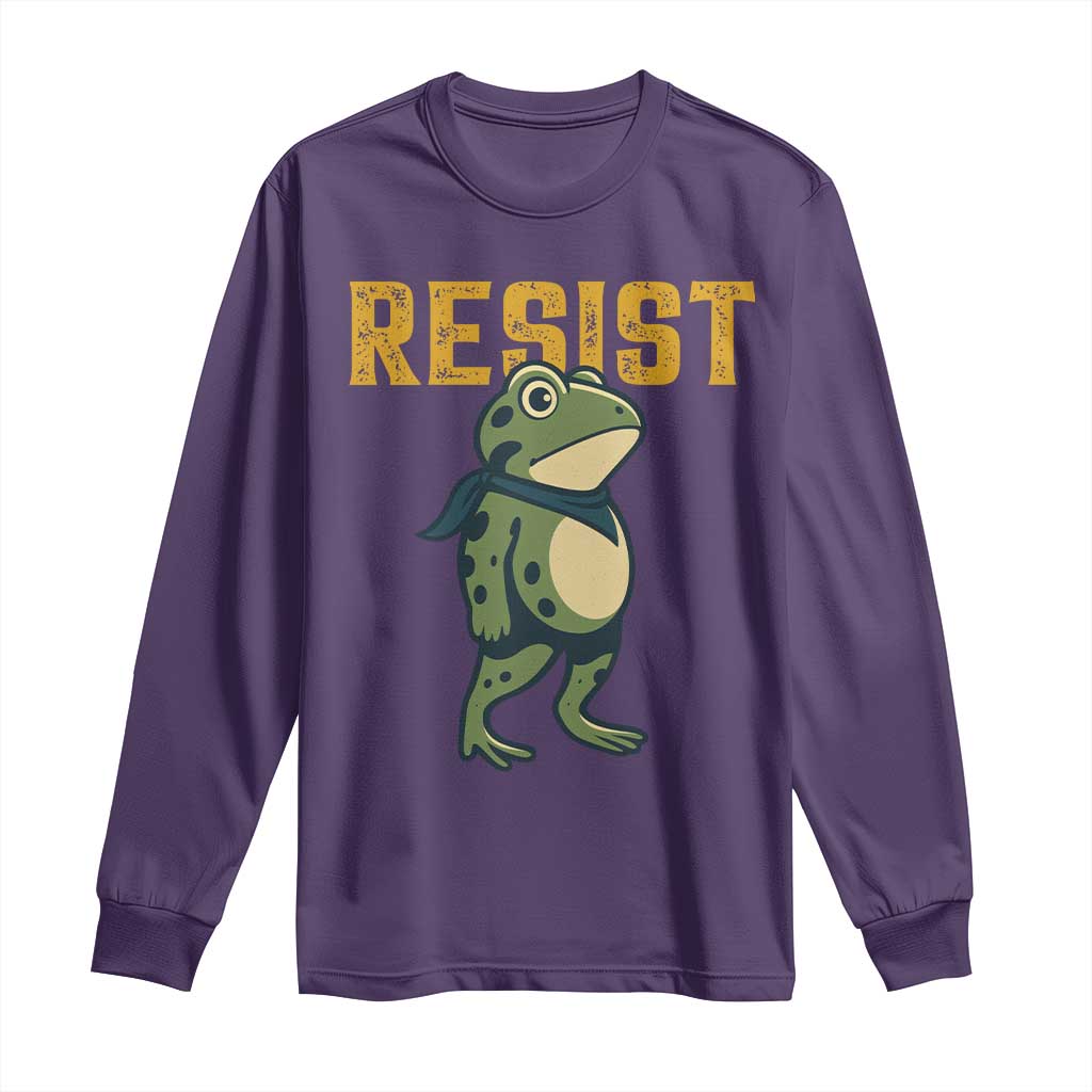 Resist Frog Protest Long Sleeve Shirt Free Portland Political Satire TS02 Purple Print Your Wear