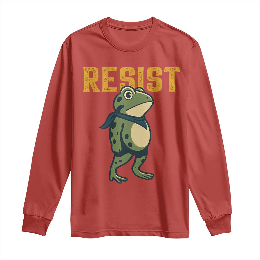 Resist Frog Protest Long Sleeve Shirt Free Portland Political Satire TS02 Red Print Your Wear