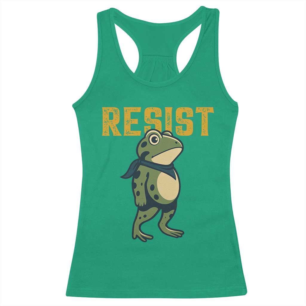 Resist Frog Protest Racerback Tank Top Free Portland Political Satire TS02 Irish Green Print Your Wear