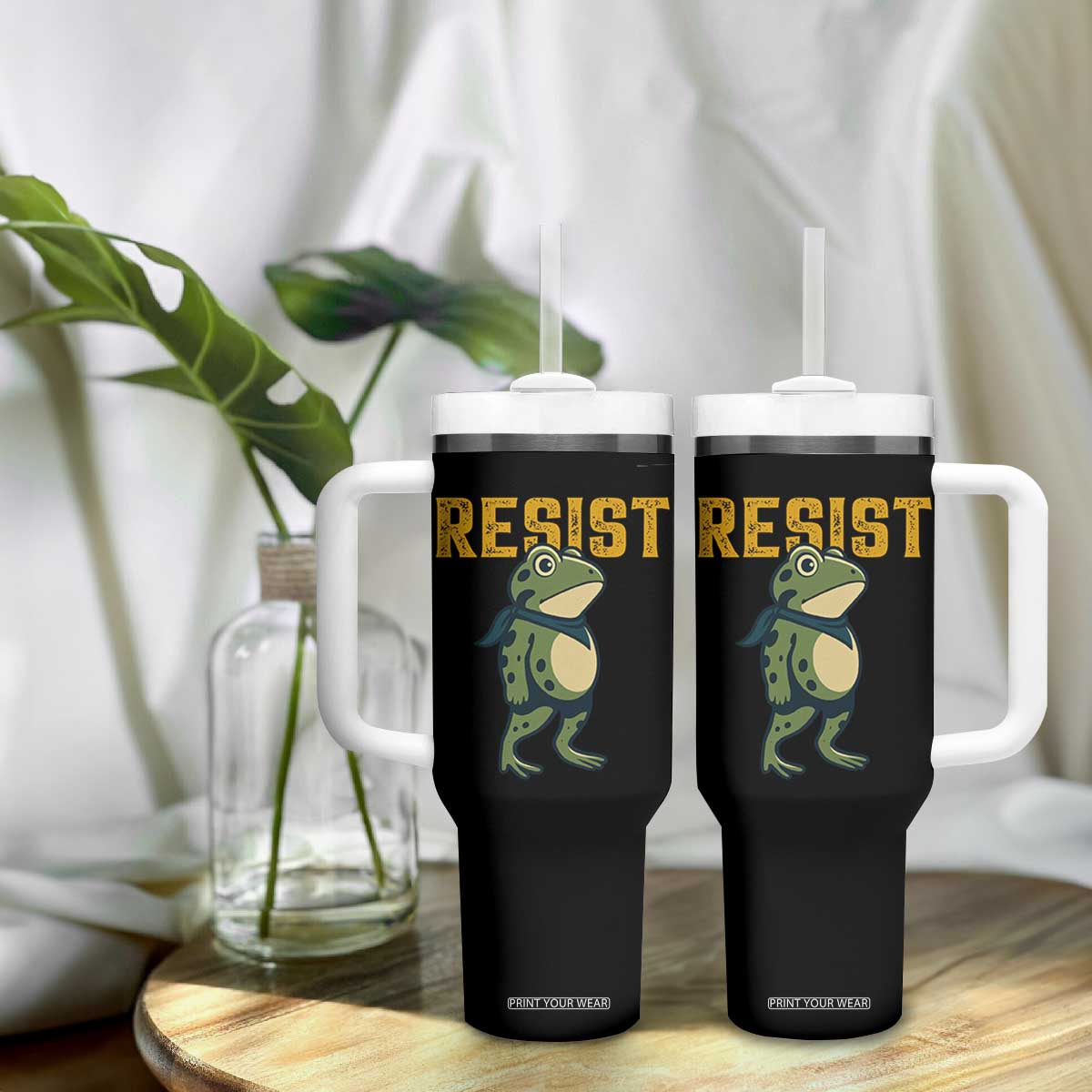 Resist Frog Protest Tumbler With Handle Free Portland Political Satire TS02 Print Your Wear