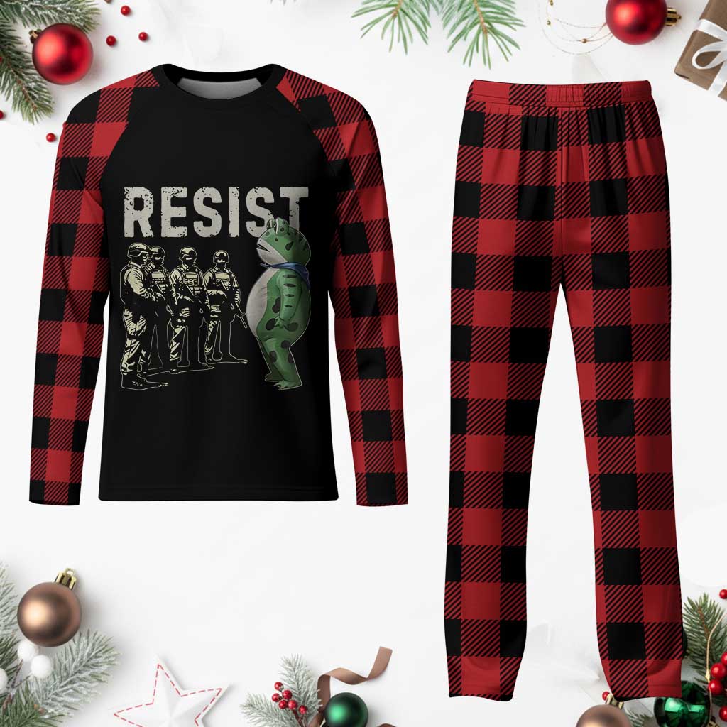 Resist Frog Plaid Pajama Set Inflatable Animal Protest Free Portland TS02 Buffalo Plaid Print Your Wear