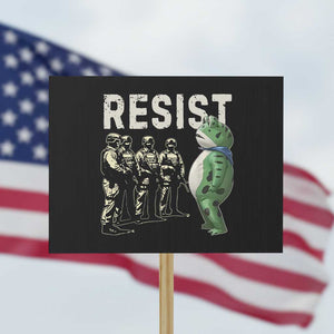 Resist Frog Protest Sign Inflatable Animal Protest Free Portland TS02 Horizontal 18" x 24" Black Print Your Wear