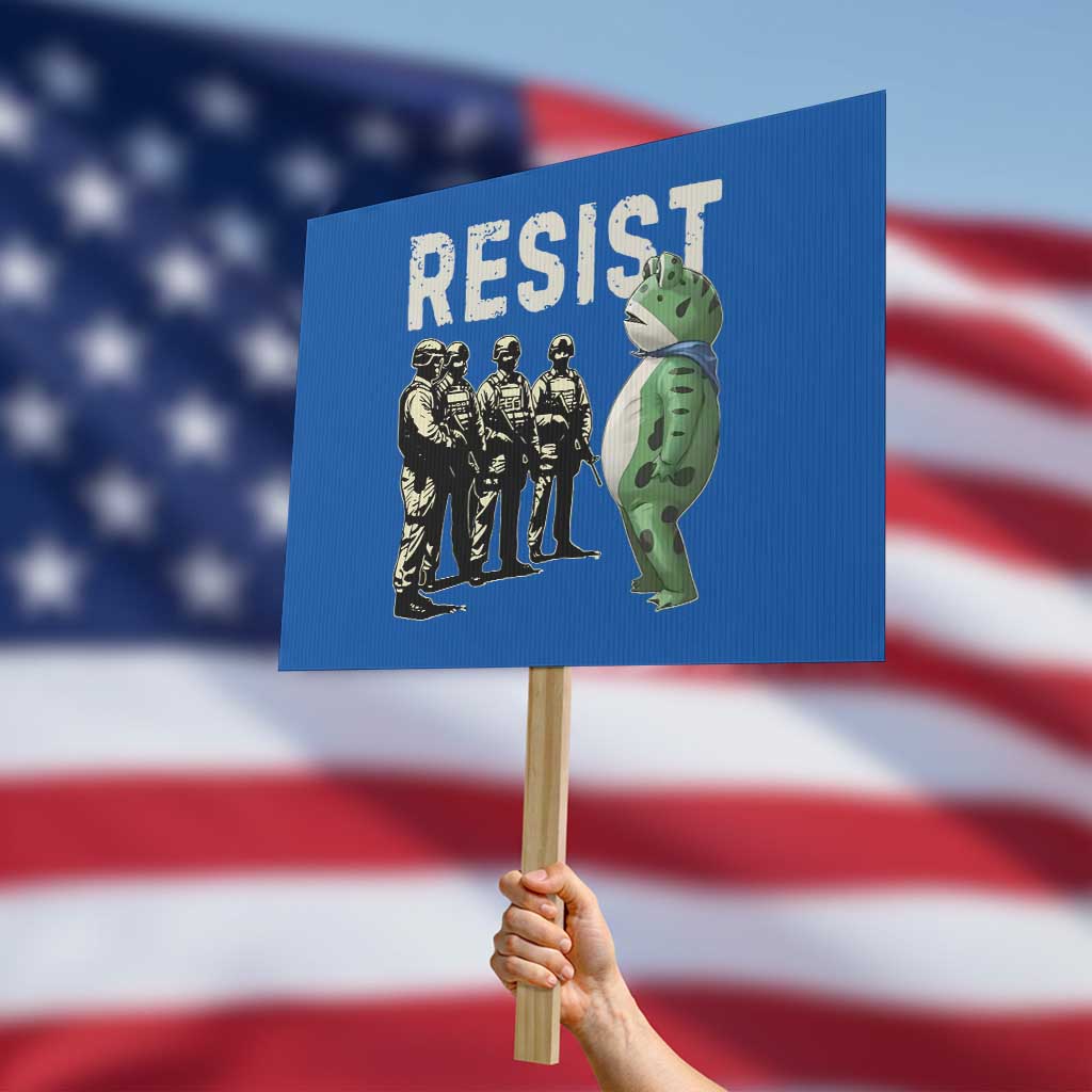 Resist Frog Protest Sign Inflatable Animal Protest Free Portland TS02 Horizontal 18
