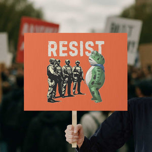 Resist Frog Protest Sign Inflatable Animal Protest Free Portland TS02 Horizontal 18" x 24" Orange Print Your Wear