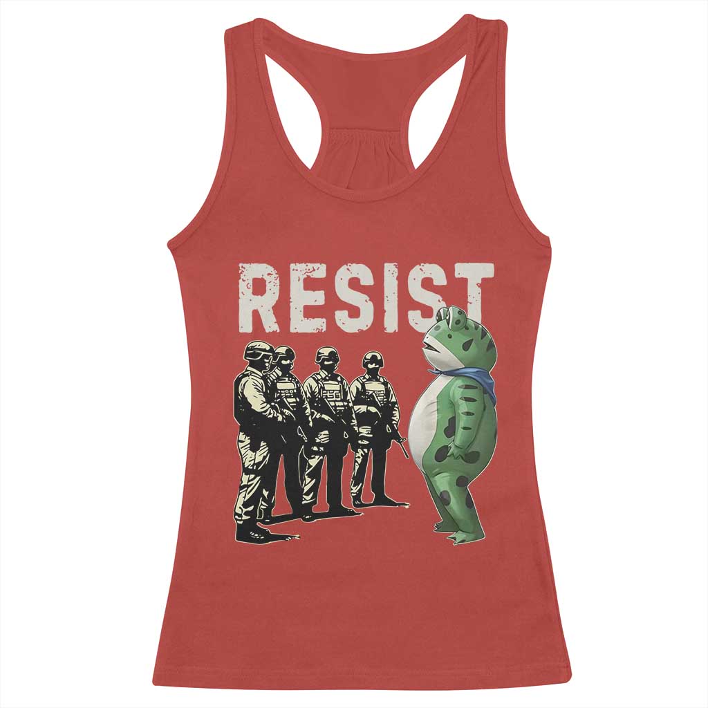 Resist Frog Racerback Tank Top Inflatable Animal Protest Free Portland TS02 Red Print Your Wear