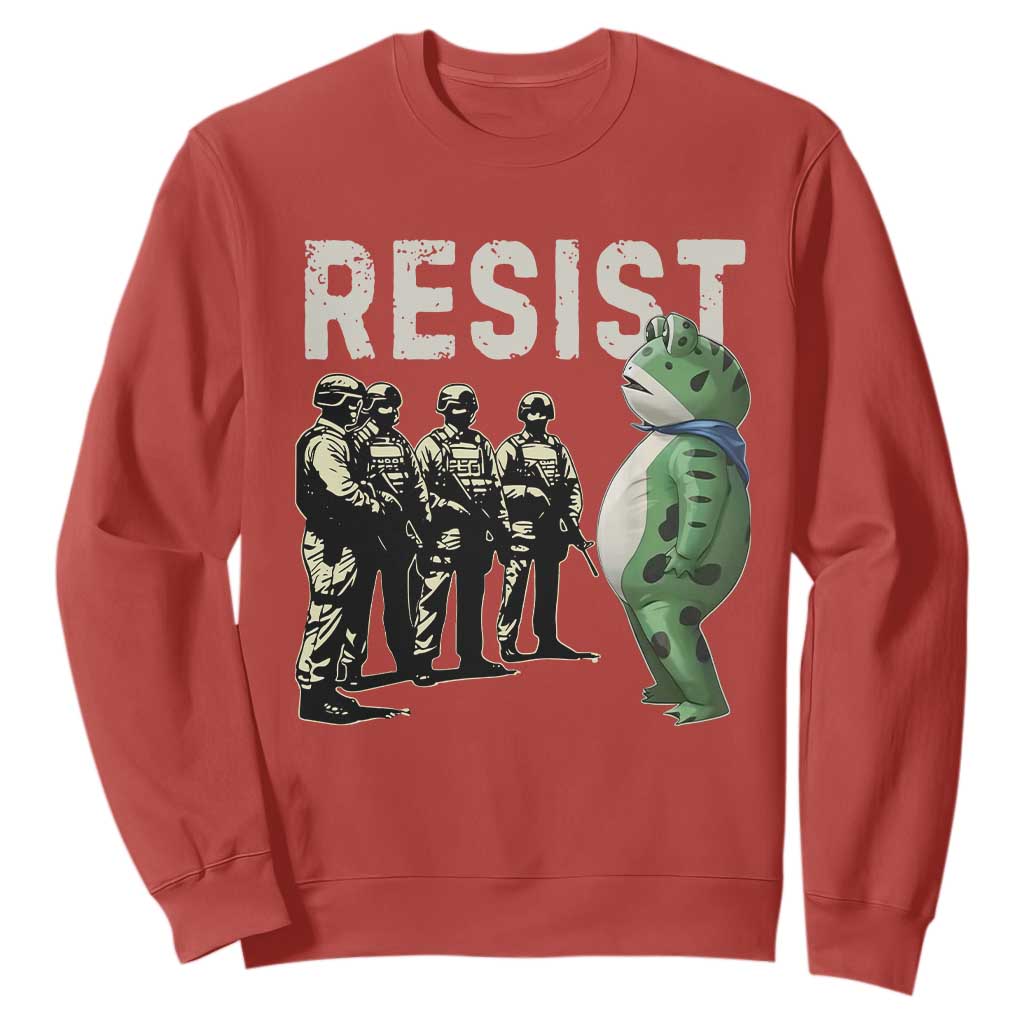 Resist Frog Sweatshirt Inflatable Animal Protest Free Portland TS02 Red Print Your Wear