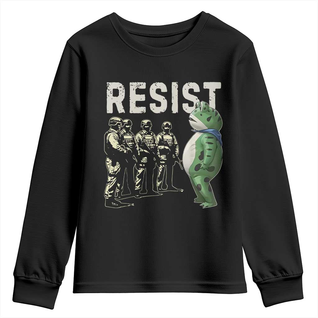 Resist Frog Youth Sweatshirt Inflatable Animal Protest Free Portland TS02 Black Print Your Wear