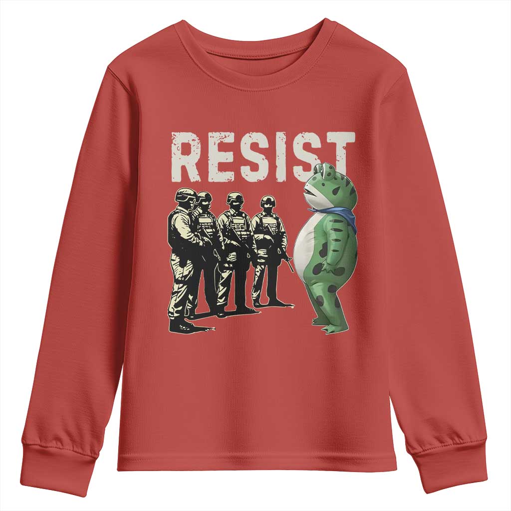Resist Frog Youth Sweatshirt Inflatable Animal Protest Free Portland TS02 Red Print Your Wear