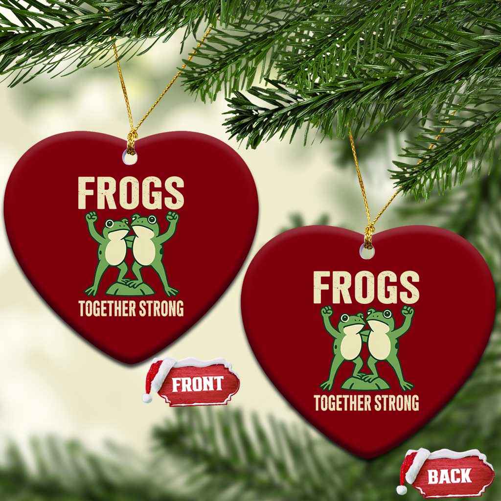 Frogs Together Strong Ceramic Ornament Portland Frog Protest United We Ribbit TS02 Print Your Wear