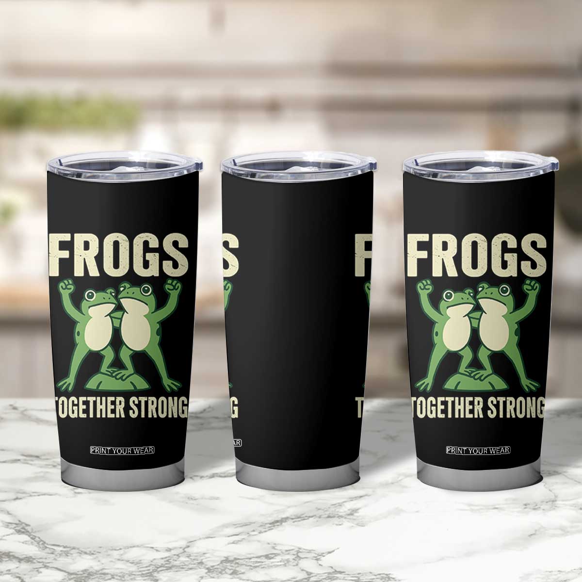 Frogs Together Strong Tumbler Cup Portland Frog Protest United We Ribbit TS02 Print Your Wear