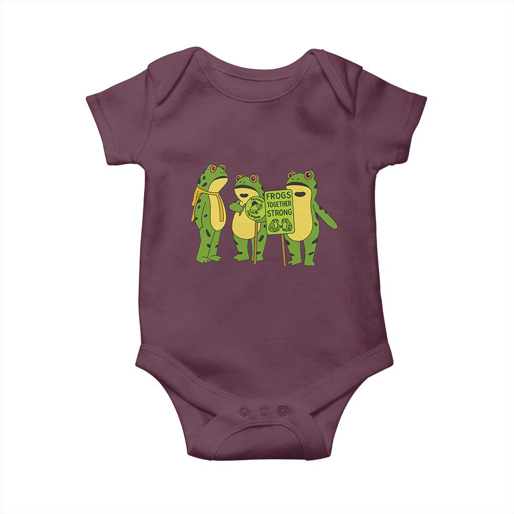 Frogs Together Strong Baby Onesie Portland Frog Resist Protest TS02 Maroon Print Your Wear