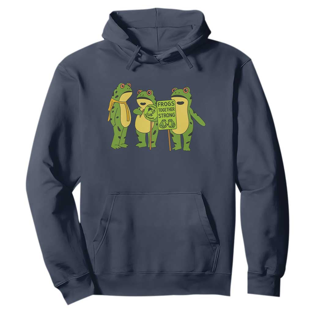 Frogs Together Strong Hoodie Portland Frog Resist Protest TS02 Navy Print Your Wear