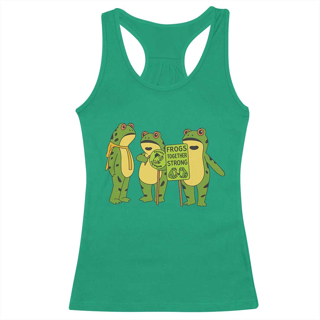 Frogs Together Strong Racerback Tank Top Portland Frog Resist Protest TS02 Irish Green Print Your Wear