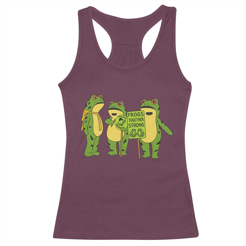 Frogs Together Strong Racerback Tank Top Portland Frog Resist Protest TS02 Maroon Print Your Wear
