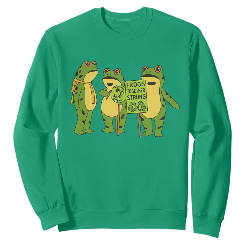 Frogs Together Strong Sweatshirt Portland Frog Resist Protest TS02 Irish Green Print Your Wear