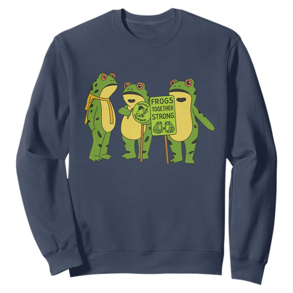 Frogs Together Strong Sweatshirt Portland Frog Resist Protest TS02 Navy Print Your Wear
