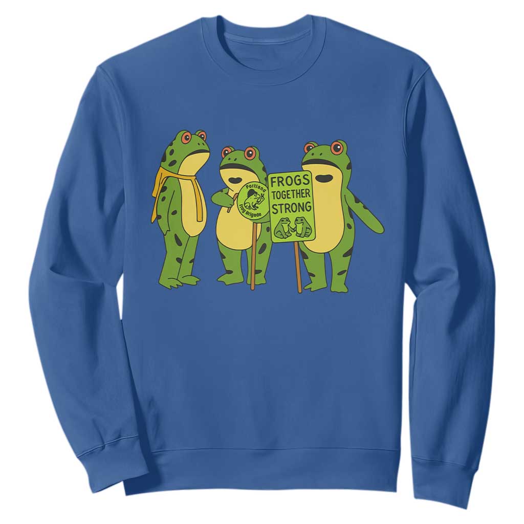 Frogs Together Strong Sweatshirt Portland Frog Resist Protest TS02 Royal Blue Print Your Wear