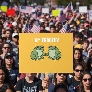 I Am Frogtifa Protest Sign Portland Frog Resist Protest Handshake Frogs TS02 Horizontal 18" x 24" Yellow Print Your Wear