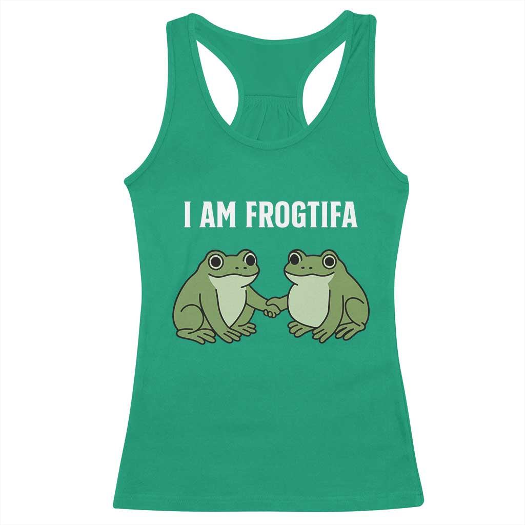 I Am Frogtifa Racerback Tank Top Portland Frog Resist Protest Handshake Frogs TS02 Irish Green Print Your Wear