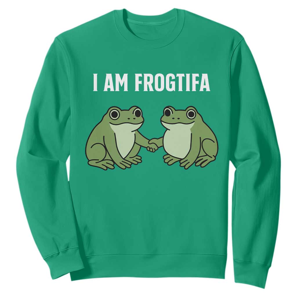 I Am Frogtifa Sweatshirt Portland Frog Resist Protest Handshake Frogs TS02 Irish Green Print Your Wear