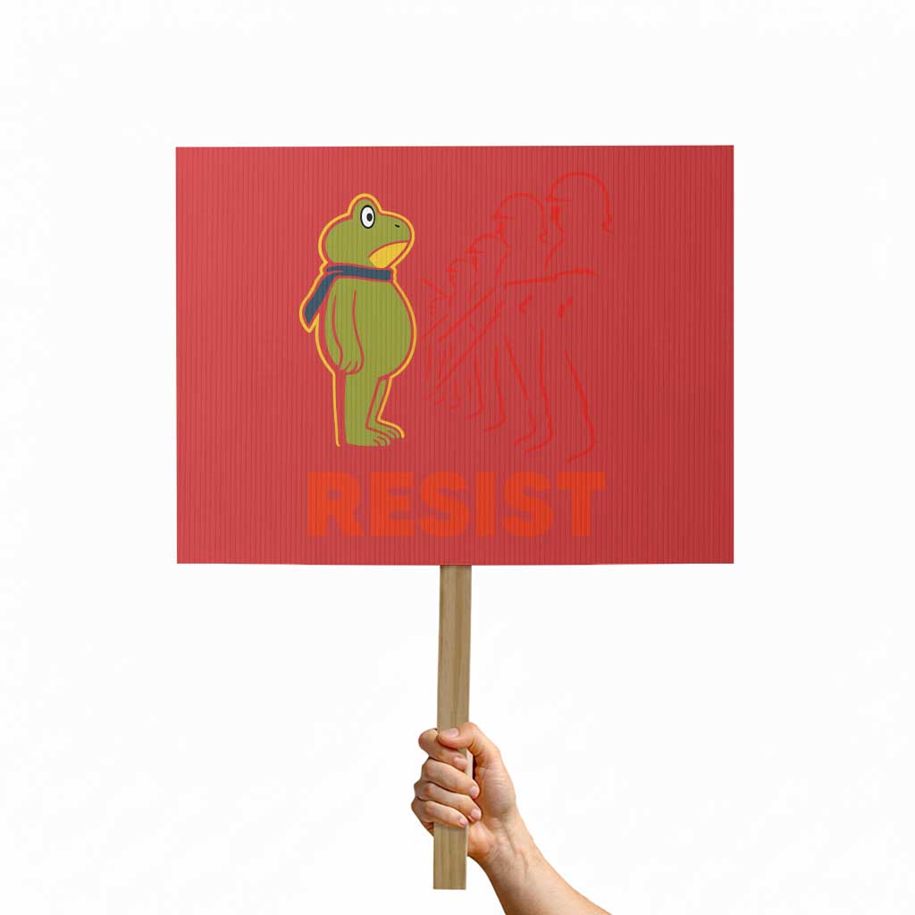 Frog Resist Protest Sign Free Portland Political Satire TS02 Horizontal 18