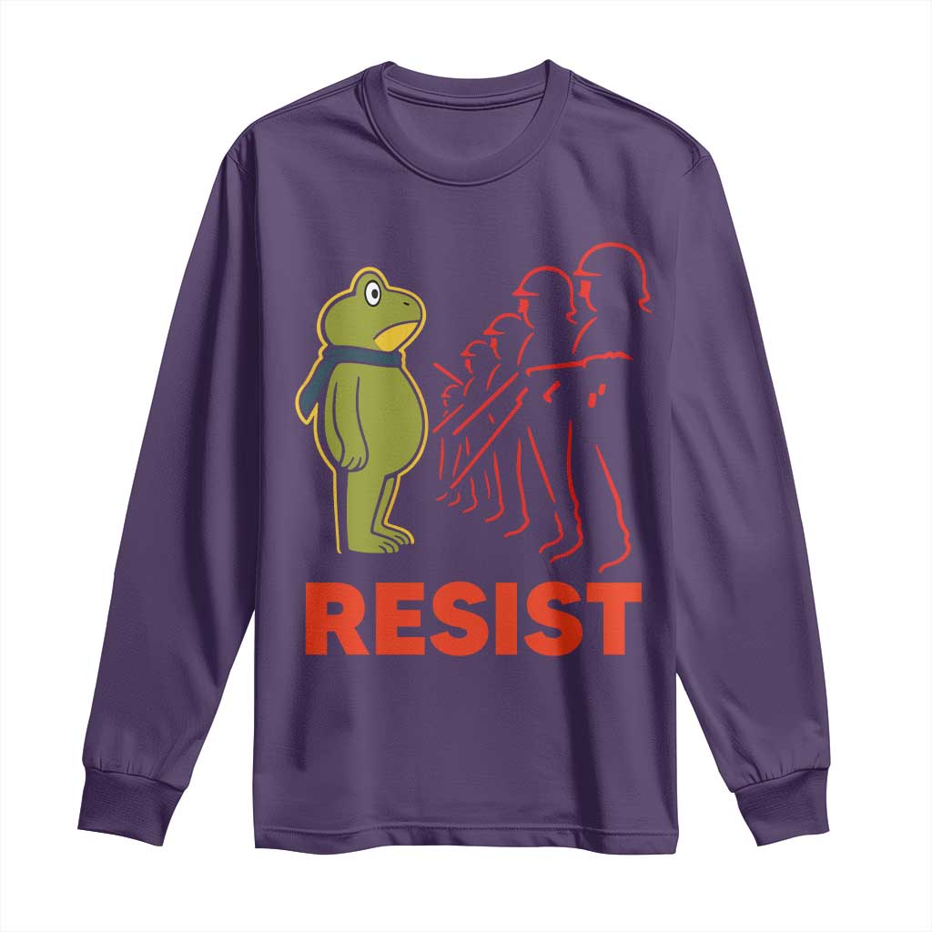 Frog Resist Long Sleeve Shirt Free Portland Political Satire TS02 Purple Print Your Wear