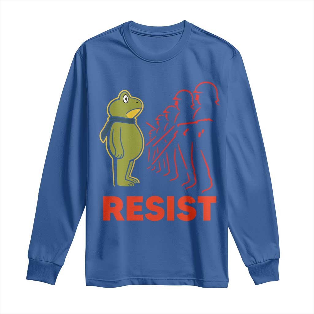 Frog Resist Long Sleeve Shirt Free Portland Political Satire TS02 Royal Blue Print Your Wear