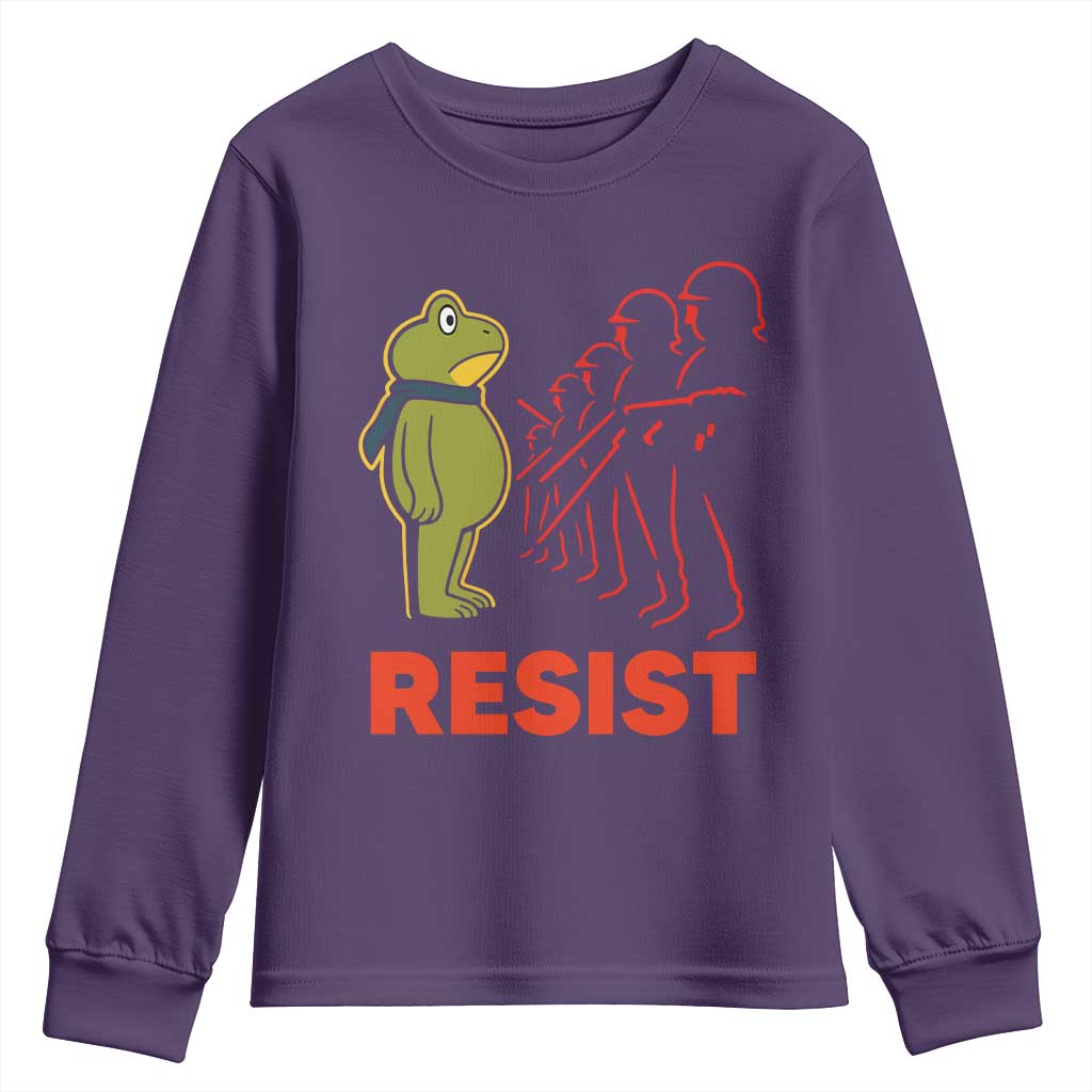 Frog Resist Youth Sweatshirt Free Portland Political Satire TS02 Purple Print Your Wear