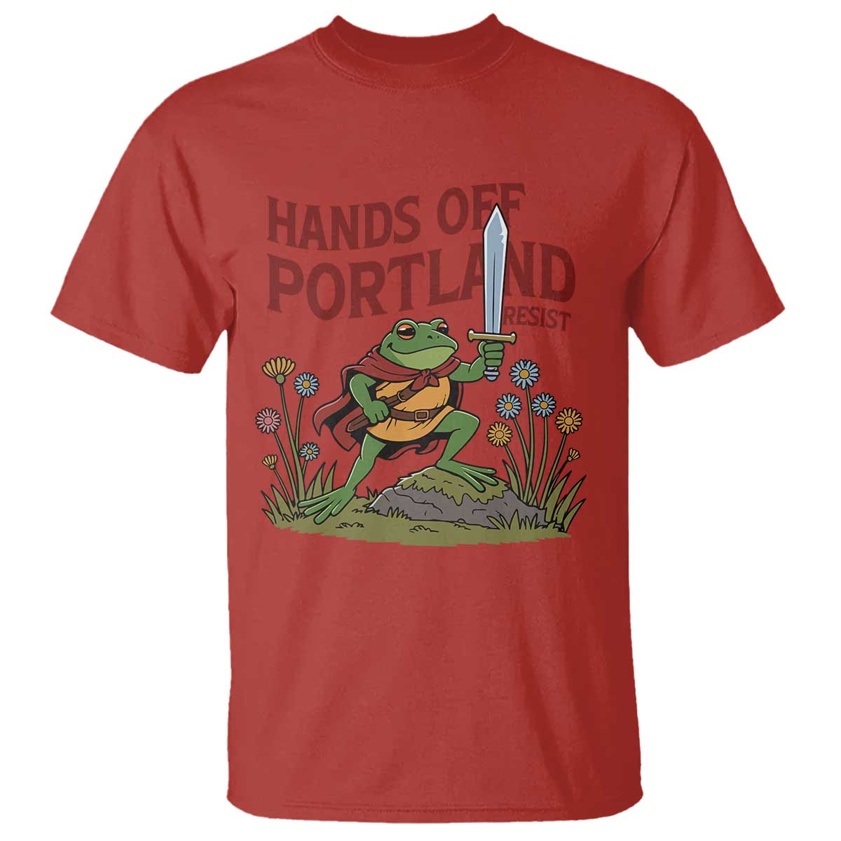 Hands Off Portland Sword Frog T Shirt Freedom Fighters Hero Resist TS02 Red Print Your Wear