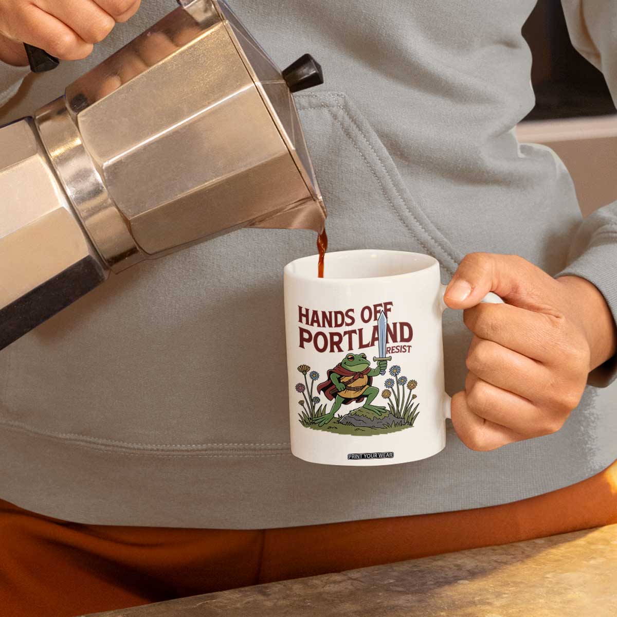 Hands Off Portland Sword Frog Coffee Mug Freedom Fighters Hero Resist TS02 Print Your Wear