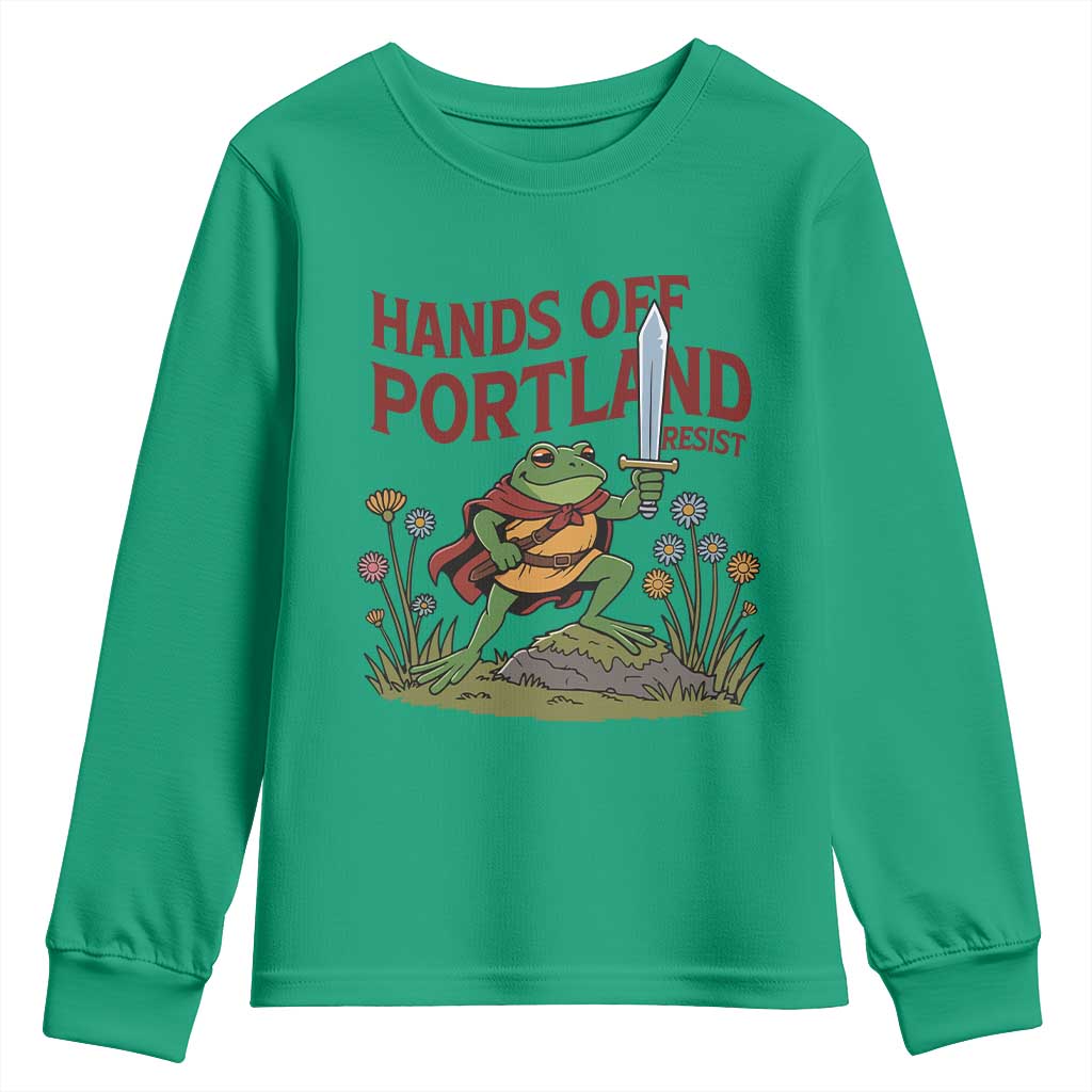 Hands Off Portland Sword Frog Youth Sweatshirt Freedom Fighters Hero Resist TS02 Irish Green Print Your Wear