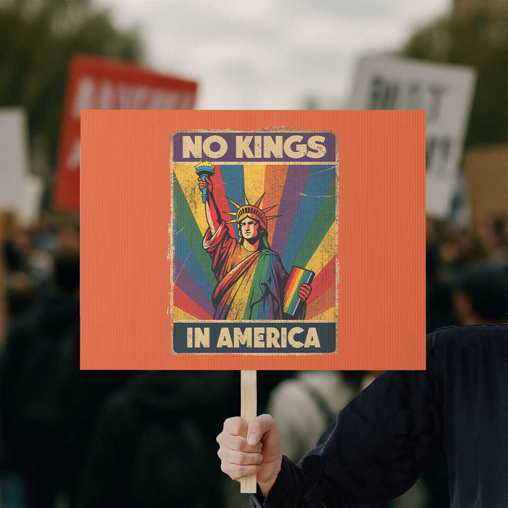 No Kings in America Pride Protest Sign Rainbow Statue of Liberty Protest TS02 Horizontal 18