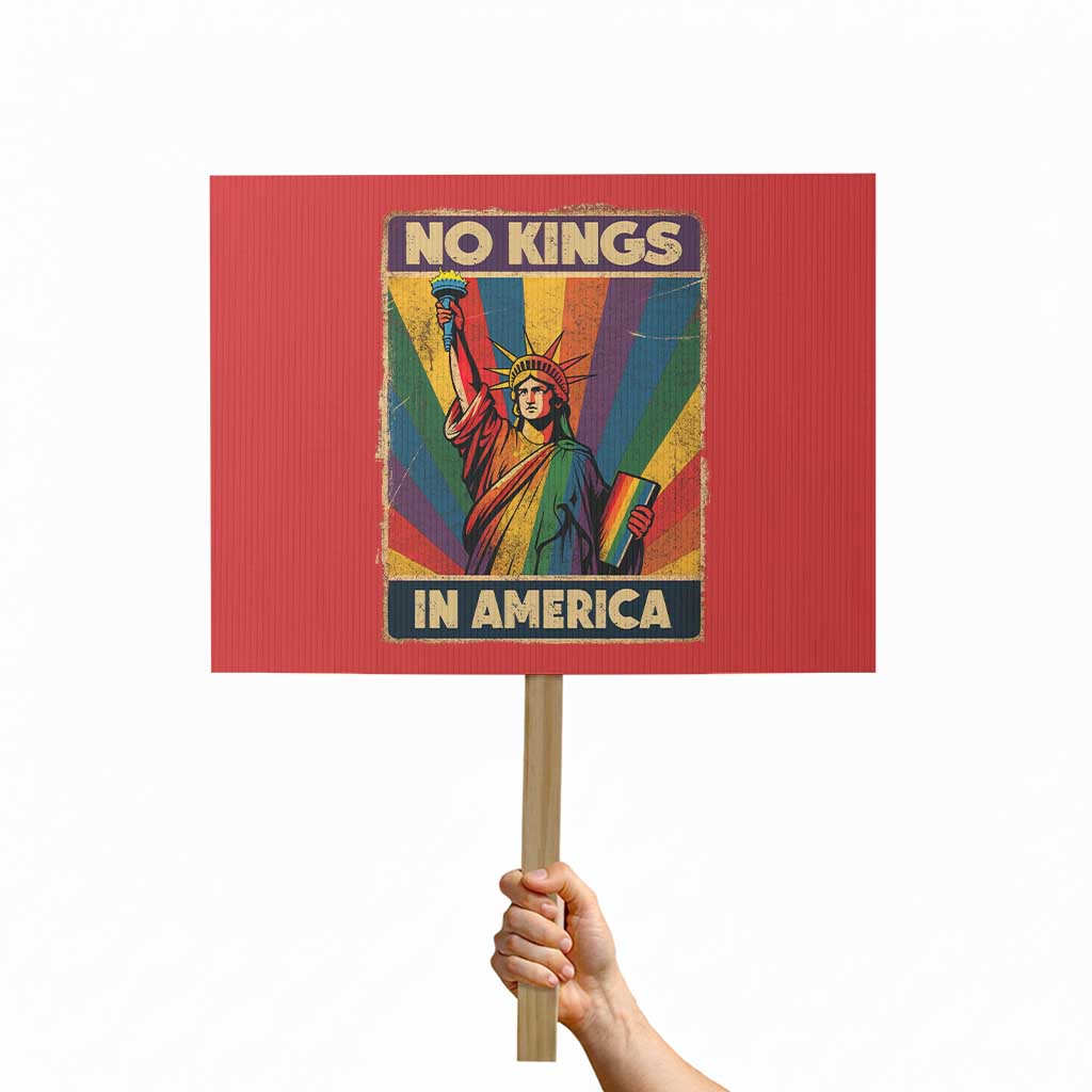 No Kings in America Pride Protest Sign Rainbow Statue of Liberty Protest TS02 Horizontal 18