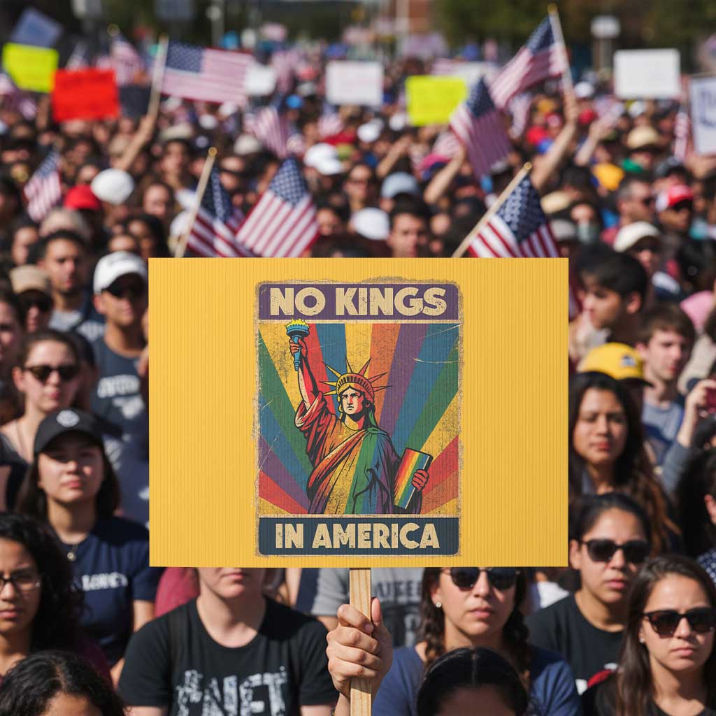 No Kings in America Pride Protest Sign Rainbow Statue of Liberty Protest TS02 Horizontal 18