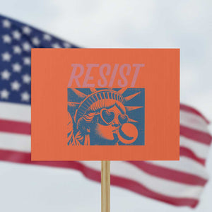 Liberty Resist Protest Sign Feminist Bubblegum Statue of Liberty Retro Graphic TS02 Horizontal 18" x 24" Orange Print Your Wear