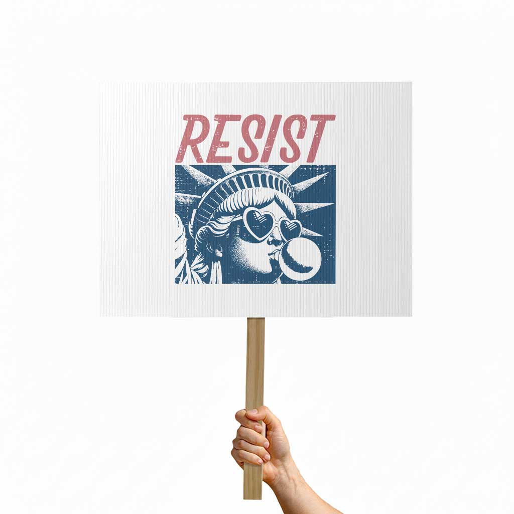 Liberty Resist Protest Sign Feminist Bubblegum Statue of Liberty Retro Graphic TS02 Horizontal 18