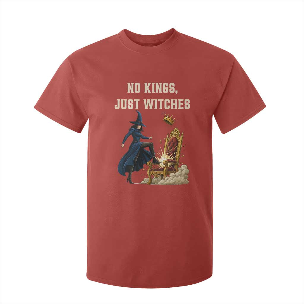 No Kings Just Witches T Shirt For Kid Feminist Witch Kicking Throne Protest TS02 Red Print Your Wear