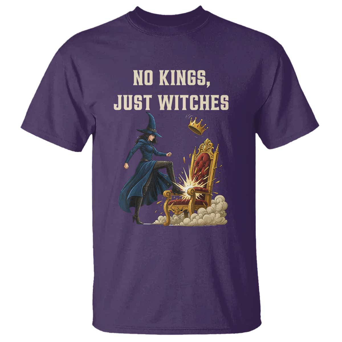 No Kings Just Witches T Shirt Feminist Witch Kicking Throne Protest TS02 Purple Print Your Wear