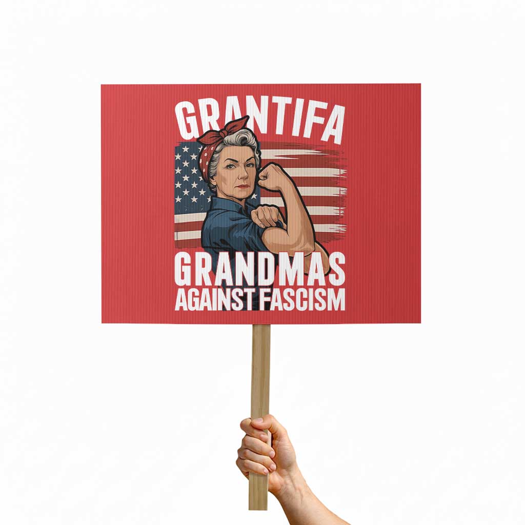 Patriotic Grantifa Protest Sign Grandmas Against Fascism Protest American Flag TS02 Horizontal 18