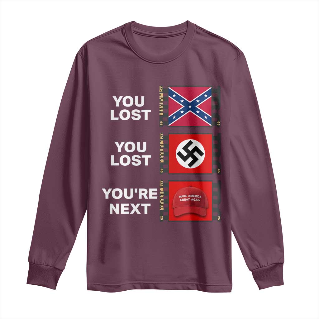 Resist Political Protest Long Sleeve Shirt History Anti Hate Extremism Authoritarianism TS02 Maroon Print Your Wear