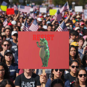 Funny Inflatable Portland Frog Resist Protest Sign Freedom Protest TS02 Horizontal 18" × 24" Red Print Your Wear